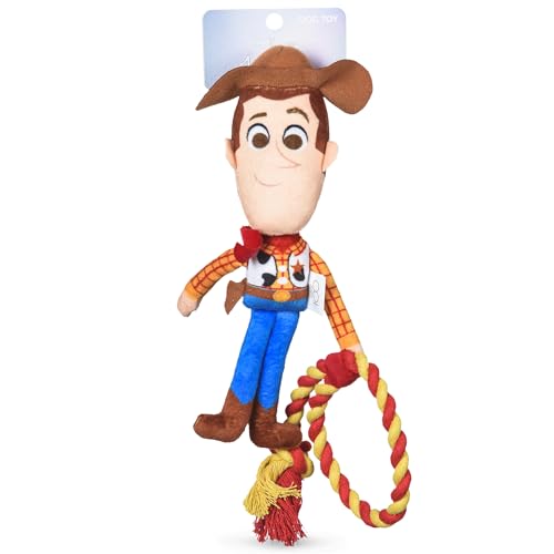 Disney for Pets Pixar's Woody Rope Haustierspielzeug 17,8 cm | Disney Pixar Hundespielzeug | Seil Zerrspielzeug für Hunde inspiriert von Woody aus Pixars Toy Story mit Quietscher und Seil Lasso von Disney for Pets