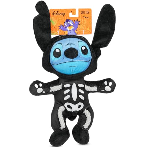 Disney for Pets Lilo and Stitch 20,3 cm Skelett-Stil verstecktes Seil Plüsch Quietscher Hundespielzeug Quietschendes Haustier Plüsch Zerrseile für Hunde, süßes Hundespielzeug für Disney Fans von Disney