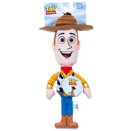 Disney for Pets Pixar's Woody Woofin' Haustierspielzeug | Disney Pixar Hundespielzeug | Plus Spielzeug für Hunde, inspiriert von Woody aus Pixars Toy Story mit Quietscher, 22,9 cm von Disney