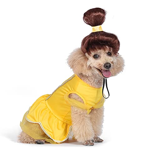 Disney: Halloween Disney Prinzessin Belle Kostüm - Groß - | Disney Prinzessin Halloween Kostüme für Hunde, Offiziell lizenziertes Disney Hund Halloween Kostüm von Disney