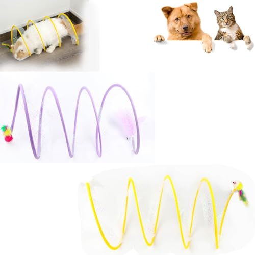 Selbstspielendes Katzenjagd-Spiraltunnelspielzeug, Spiraltunnel-Katzenspielzeug, Katzentunnelspielzeug for Hauskatzen, Dekompressions-Interaktives Katzenfederspielzeug mit Katze (Color : 2pcs b) von Distrainar