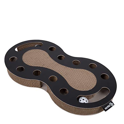 District 70 Snake - Interaktives Katzenspielzeug für Katzen aus Wellpappe inkl. Kugelbahn - 54 x 28 x 6 cm (Einheitsgröße) - Schwarz von District 70
