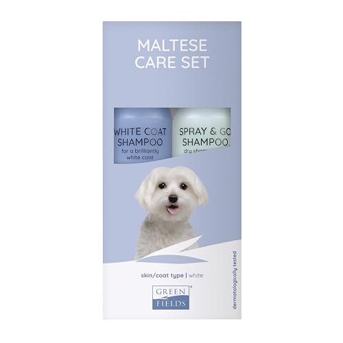 District 70 Greenfields Hundeshampoo Geschenk Set für Malteser (weißes Fell) Malteser Care Set 250 ml (2er Pack) von District 70