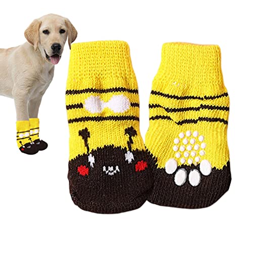 Ditanpu rutschfeste Hundesocken - Anti-Rutsch-Socken mit doppelten Seitengriffen für Traktionskontrolle für Hunde - Pfotenschutz für kleine, mittelgroße Hunde, Heimtierbedarf für Hartholzböden von Ditanpu