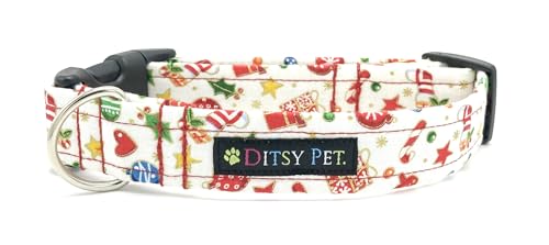 Weihnachtliches Hundehalsband, Größe S von Ditsy Pet.