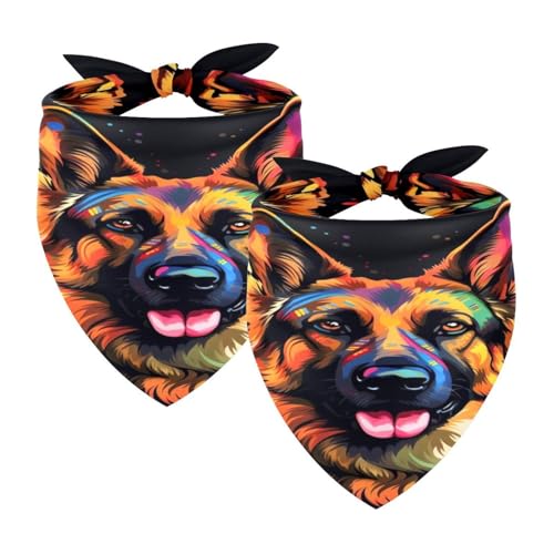 Hundehalstuch, waschbar, Dreieckstuch für Haustiere, Halstuch, Halstuch, Zubehör für kleine, mittelgroße und große Mädchen, Jungen, Welpen, Katzen, Aquarell-Schäferhund, 2 Stück von Diusye