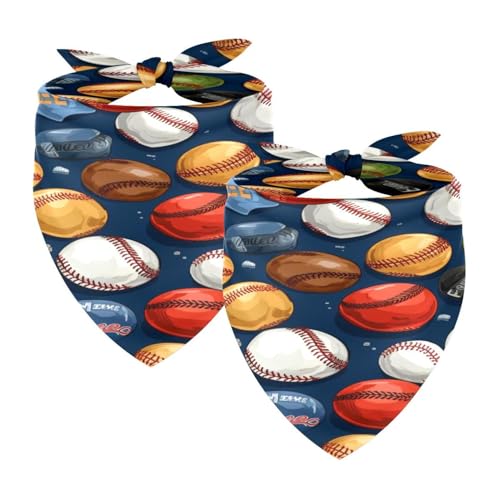Hundehalstücher, waschbar, Dreieckstuch, Halstuch, Halstuch, Zubehör für kleine, mittelgroße und große Mädchen, Jungen, Welpen, Katzen, Baseball, 2 Stück von Diusye