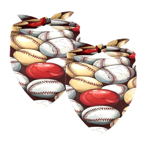 Hundehalstücher, waschbar, Dreieckstuch, Halstuch, Halstuch, Zubehör für kleine, mittelgroße und große Mädchen, Jungen, Welpen, Katzen, Baseball, 2 Stück von Diusye