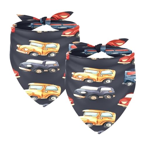 Hundehalstücher, waschbar, Dreieckstuch, Halstuch, Halstuch, Zubehör für kleine, mittelgroße und große Mädchen, Jungen, Welpen, Katzen, Cartoon-Oldtimer, 2 Stück von Diusye