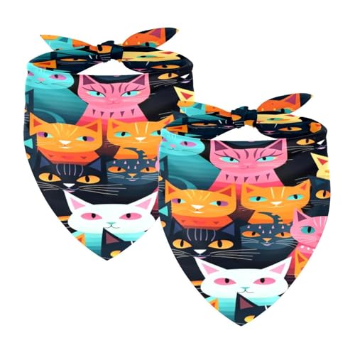 Hundehalstücher, waschbar, Dreieckstuch, Halstuch, Halstuch, Zubehör für kleine, mittelgroße und große Mädchen, Jungen, Welpen, Katzen, bunte, nahtlose Katzen, 2 Stück Hundehalstücher, waschbar, Dreieckstuch, Halstuch, Halstuch, Zubehör für kleine, mittelgroße und große Mädchen, Jungen, Welpen, Katzen, bunte, nahtlose Katzen, 2 Stück von Diusye