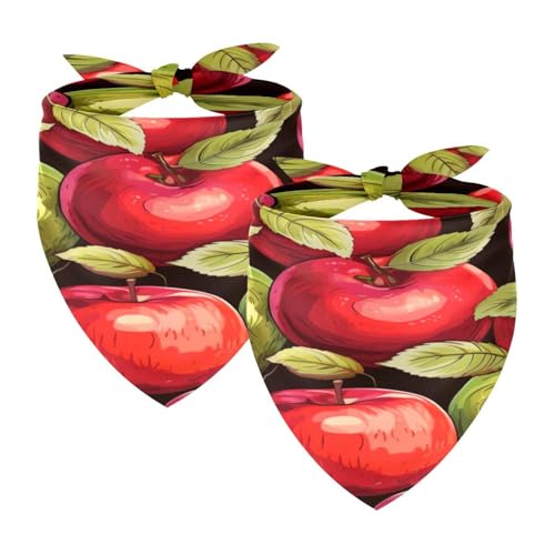 Hundehalstücher, waschbar, Dreieckstuch, Halstuch, Halstuch, Zubehör für kleine, mittelgroße und große Mädchen, Jungen, Welpen, Katzen, rote Äpfel, Obst, 2 Stück Hundehalstücher, waschbar, Dreieckstuch, Halstuch, Halstuch, Zubehör für kleine, mittelgroße und große Mädchen, Jungen, Welpen, Katzen, rote Äpfel, Obst, 2 Stück von Diusye