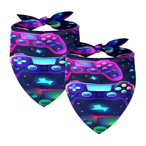Hundehalstücher, waschbar, dreieckig, Haustier-Schal, Halstuch, Halstuch, Zubehör für kleine, mittelgroße und große Mädchen, Jungen, Welpen, Katzen, leuchtende Gamepads, Spiel-Joysticks, 2 Stück Hundehalstücher, waschbar, dreieckig, Haustier-Schal, Halstuch, Halstuch, Zubehör für kleine, mittelgroße und große Mädchen, Jungen, Welpen, Katzen, leuchtende Gamepads, Spiel-Joysticks, 2 Stück von Diusye