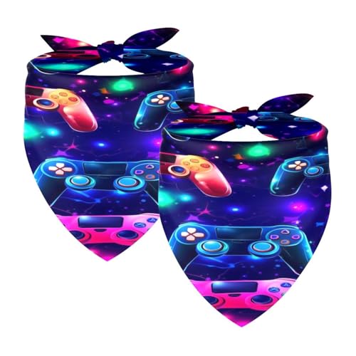 Hundehalstücher, waschbar, dreieckig, Haustier-Schal, Halstuch, Halstuch, Zubehör für kleine, mittelgroße und große Mädchen, Jungen, Welpen, Katzen, leuchtende Gamepads, Spiel-Joysticks, 2 Stück Hundehalstücher, waschbar, dreieckig, Haustier-Schal, Halstuch, Halstuch, Zubehör für kleine, mittelgroße und große Mädchen, Jungen, Welpen, Katzen, leuchtende Gamepads, Spiel-Joysticks, 2 Stück von Diusye
