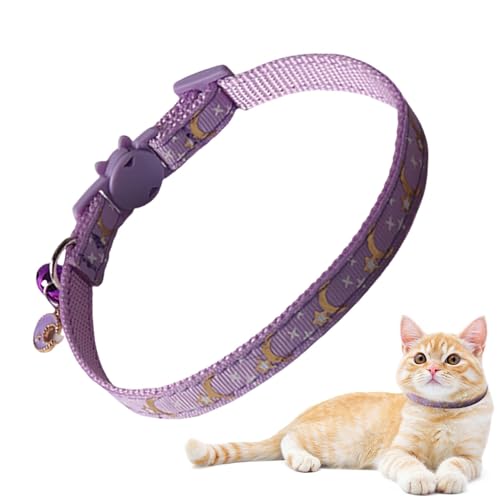 Verstellbares Katzenhalsband – Katzensicheres Halsband mit Stern- und Mond-Design – Sicherheitshalsband für Haustiere, verstellbar, Glocke, Sicherheitshalsbänder für Hunde Verstellbares Katzenhalsband – Katzensicheres Halsband mit Stern- und Mond-Design – Sicherheitshalsband für Haustiere, verstellbar, Glocke, Sicherheitshalsbänder für Hunde von Diuyzoc