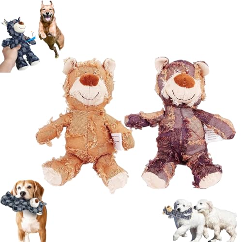 Dotmalls Robust Bear, Indestructible Robust Bear Dog Toy, 2023 Newest Dog Animals Chew Toy, Durable Squeaky Chew Toy for Small ＆ Large Dogs (Purple+Brown,22cm/8.66inch) von Diveck