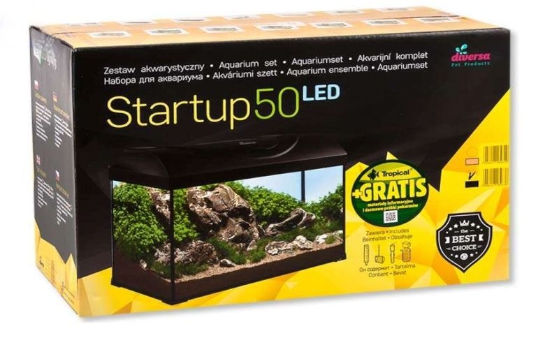 Diversa Startup 50 LED - Maße: 50x25x30 cm, Glasstärke: 4mm, Inhalt 37,5 Liter - 10 Watt LED Beleuchtung, Claro 300 Filter und ThermoPlus 50 Watt Heizstab. von Diversa