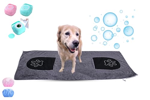 Divine I Microfiber BadenTuch Extra Weich Extraweich und Saugfähiges für Hunde Anti-Frizz Silicon Badenbürste mit Extra Platz für Shampoo und Satin Hut Wasserdicht für Alle Haustiere Geeignet (PINK) Divine I Microfiber BadenTuch Extra Weich Extraweich und Saugfähiges für Hunde Anti-Frizz Silicon Badenbürste mit Extra Platz für Shampoo und Satin Hut Wasserdicht für Alle Haustiere Geeignet (PINK) von Divine