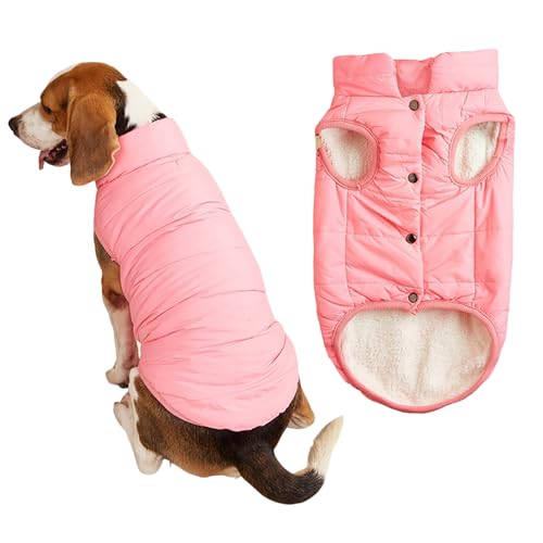 2-lagige Fleece-gefütterte, winddichte Hundejacke, weicher Thermo-Hundemantel für kaltes Wetter mit verstellbaren Trägern, warmer Wintermantel für kleine Hunde und Welpen (Rosa, M) von Dixacyer