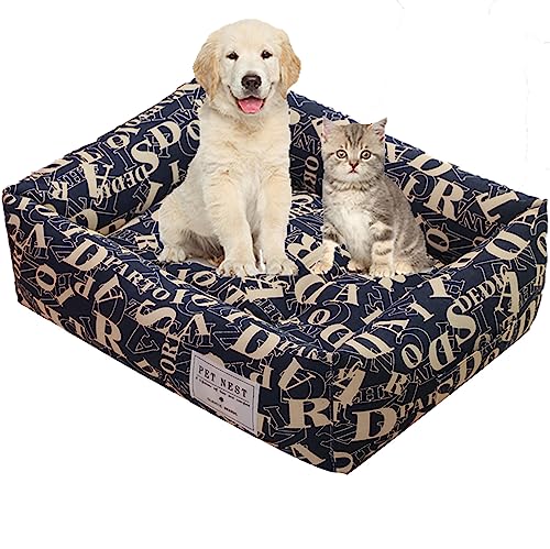 Quadratische Haustierhütte für Hunde, abnehmbares und waschbares Haustierbett, großes Hundebett mit rutschfester Unterseite, Haustiercouch-Betten für Katzen und Hunde (Eule von Dixacyer