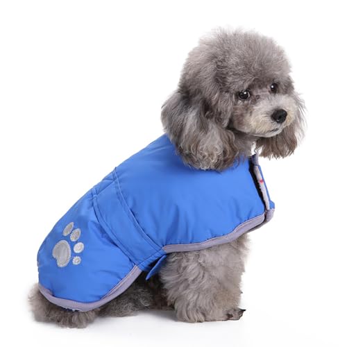 Wendbarer wasserdichter Hundemantel mit reflektierender Sicherheit, Allwetterschutz für kleine bis 3XL Haustiere (Blau, XL) von Dixacyer