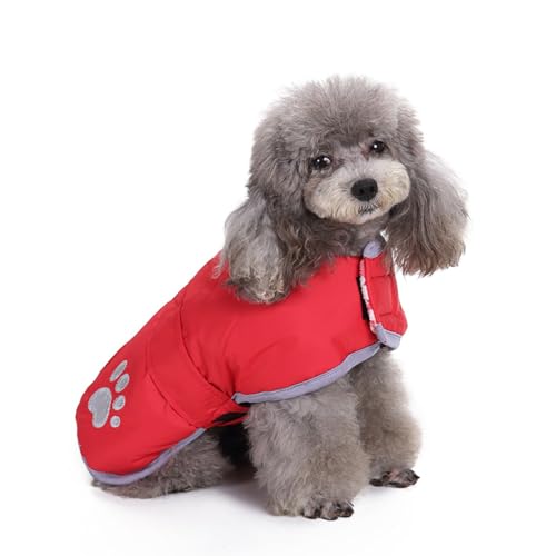 Wendbarer wasserdichter Hundemantel mit reflektierender Sicherheit, Allwetterschutz für kleine bis 3XL Haustiere (Rot, Größe S) von Dixacyer