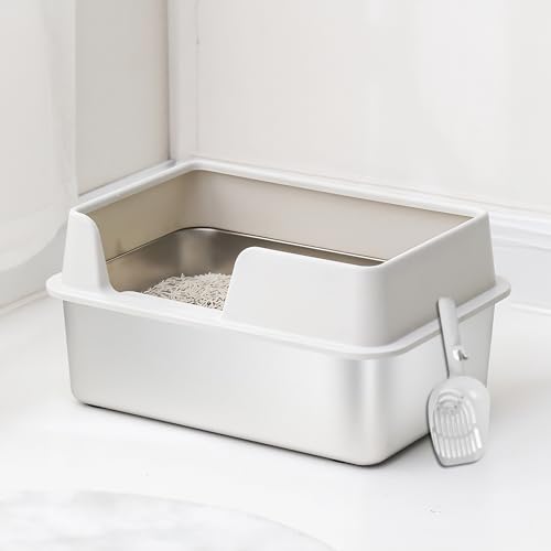 Katzentoilette aus Edelstahl, Metalltoilette mit Hohen Seiten, Leicht zu Reinigende Katzentoilette mit Schaufel, für die Meisten Katzen Sowie Kleine und Mittelgroße Haustiere, Katzentoilette aus Edelstahl, Metalltoilette mit Hohen Seiten, Leicht zu Reinigende Katzentoilette mit Schaufel, für die Meisten Katzen Sowie Kleine und Mittelgroße Haustiere, von Diyeeni