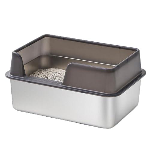 Katzentoilette aus Edelstahl, Metalltoilette mit Hohen Seiten, Leicht zu Reinigende Katzentoilette mit Schaufel, für die Meisten Katzen Sowie Kleine und Mittelgroße Haustiere, Katzentoilette aus Edelstahl, Metalltoilette mit Hohen Seiten, Leicht zu Reinigende Katzentoilette mit Schaufel, für die Meisten Katzen Sowie Kleine und Mittelgroße Haustiere, von Diyeeni