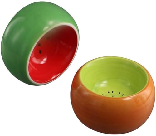 2 Packungen Hamsterschalen aus Keramik, kleine Tiere, Futternapf für kleine Tiere, Mini-Wassertrinker für Ratten, Rennmäuse, Igel, Kiwi, Wassermelonenmuster, Haustierbedarf von diyfixlcd