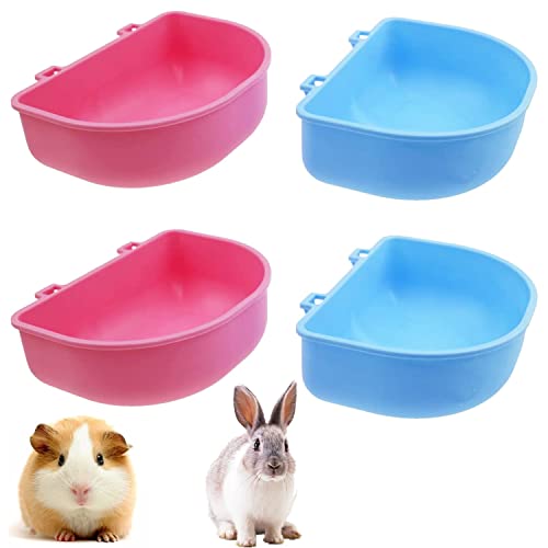 4 Stück Kaninchen-Futterspender mit Haken, Kaninchenfutternapf, Meerschweinchen, Kunststoff-Futterschale, Hasen-Wassernapf, Chinchilla hängender tragbarer Futternapf von Diyfixlcd