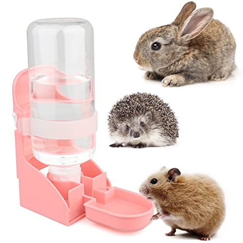 Diyife Haustier Trinkflasche 500ml, [Boden/Hänge Doppelzweck] Kleintier Automatischer Wasserspender Abnehmbar und Leicht zu Reinigen, für Hamster Kaninchen Chinchilla Igel Eichhörnchen - Rosa von Diyife