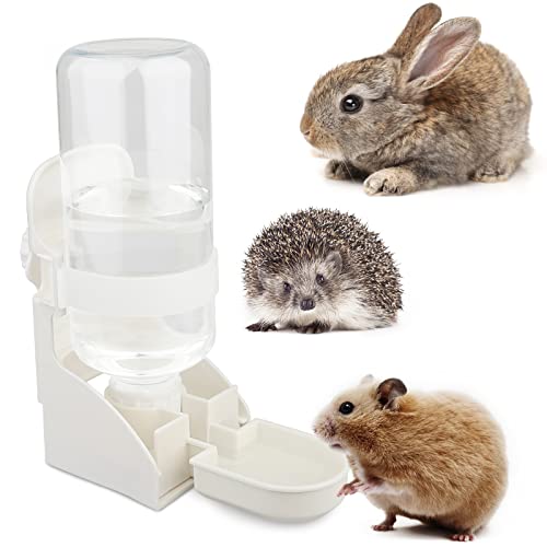 Diyife Haustier Trinkflasche 500ml, [Boden/Hänge Doppelzweck] Kleintier Automatischer Wasserspender Abnehmbar und Leicht zu Reinigen für Hamster Kaninchen Chinchilla Igel Eichhörnchen Kleintiere- Weiß von Diyife