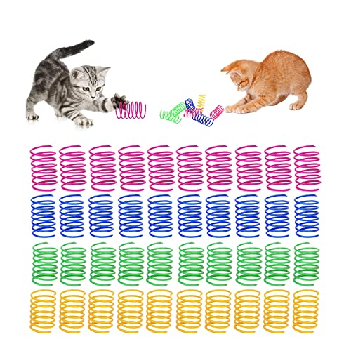 Diyxisk 40 Stück Katzenspielzeug Spirale Katzen Spielzeug, Spielzeug Spirale, 4 Farben Interaktive Spielzeugkatze, Zum Schlagen, Beißen und Jagen Aktive und Gesunde Spielzeuge für Katzen von Diyxisk