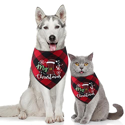 Weihnachten Bandana für Hund Kopftücher Hundehalstuch Dreieckstuch für Kleine, Mittelgroße und Große Hunde Katzen (D) von Dkings