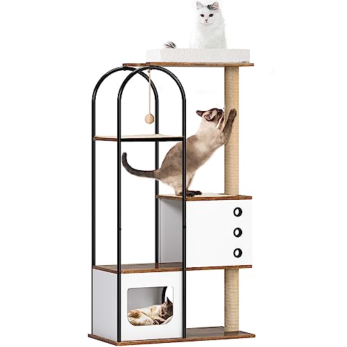 DlandHome Villa für Katzen, elegant, All-in-One-Kratzbaum, luxuriöses Kissen und Schaber, 152 cm, Seegras DlandHome Villa für Katzen, elegant, All-in-One-Kratzbaum, luxuriöses Kissen und Schaber, 152 cm, Seegras von DlandHome