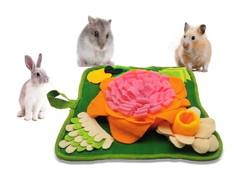 Kaninchen-Futtermatte, Hasen-Schnüffelmatte für Hamster, Puzzle, Spielzeug, Frettchen, interaktive Fütterungsmatte für Meerschweinchen, Igel, Chinchillas, Kleintiere, Stressabbau (Orange, Rosa) von Dliduy