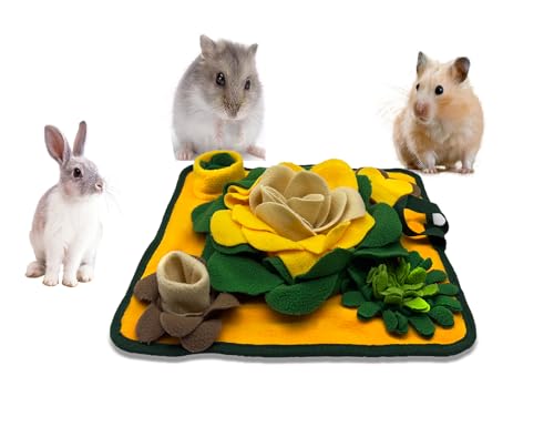 Kaninchen-Schnüffelmatte für Hamster, Puzzle, Spielzeug, Frettchen, interaktive Fütterungsmatte für Meerschweinchen, Igel, Chinchillas, Kleintiere, Stressabbau (Gelbgrün) von Dliduy