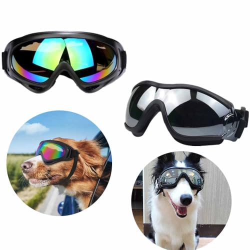 2 x Hundesonnenbrillen, Schutzbrillen für große Rassen, mittelgroße Hunde und Katzen, UV-Schutz, Wind, Staub, Regen, Schnee, verstellbarer elastischer Riemen, passend für die meisten Hunde, 2 x Hundesonnenbrillen, Schutzbrillen für große Rassen, mittelgroße Hunde und Katzen, UV-Schutz, Wind, Staub, Regen, Schnee, verstellbarer elastischer Riemen, passend für die meisten Hunde, von Dlmlemu