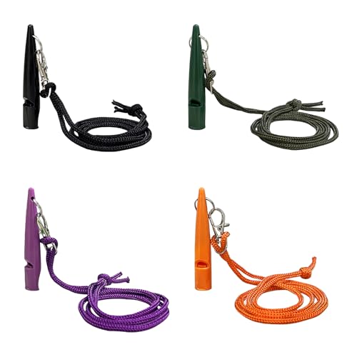 DmDoyy 4 Stück Professionelle Hundepfeifen, Hundepfeife Rückruf, Laut Und Weitreichend Hundepfeife, Hundepfeife Hochfrequenz Lautlos, Vier Farben, Schwarz, Grün, Lila, Orange von DmDoyy