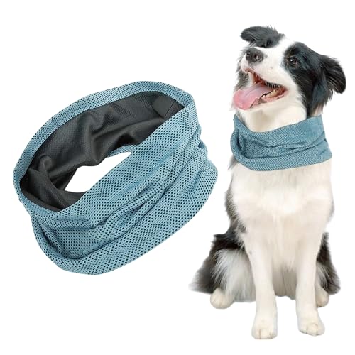 DmDoyy Kühlhalsband Für Hunde, Hunde Halstücher Kühlend, Wärmeableitung Kühlende Bandana Hund Geeignet, Hundehalsband Mit Tuch Kühlend Für Kühlhunde Im Sommer (Blau-M) von DmDoyy
