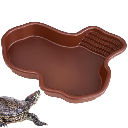 Dmuzsoih 31 x 25 x 5 cm großer Reptilien-Wassernapf, Reptilien-Futternapf, Reptilienbaden, Reptilien-Futter- und Wassernapf, Reptilien-Wassernapf mit rutschfester Rampe, Reptilien-Futterbox von Dmuzsoih
