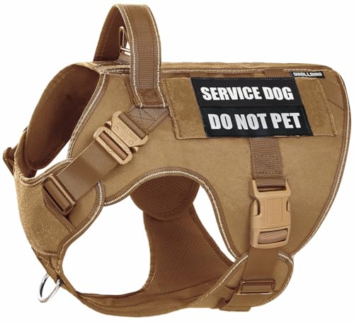 DNALLRINO Taktisches Hundegeschirr für große Hunde, kein Ziehen, verstellbar, reflektierend, MOLLE-Service-Hundegeschirr mit Do Not Pet Patches, Militär-K9 Deutscher Schäferhund, Weste für Training, DNALLRINO Taktisches Hundegeschirr für große Hunde, kein Ziehen, verstellbar, reflektierend, MOLLE-Service-Hundegeschirr mit Do Not Pet Patches, Militär-K9 Deutscher Schäferhund, Weste für Training, von Dnallrino
