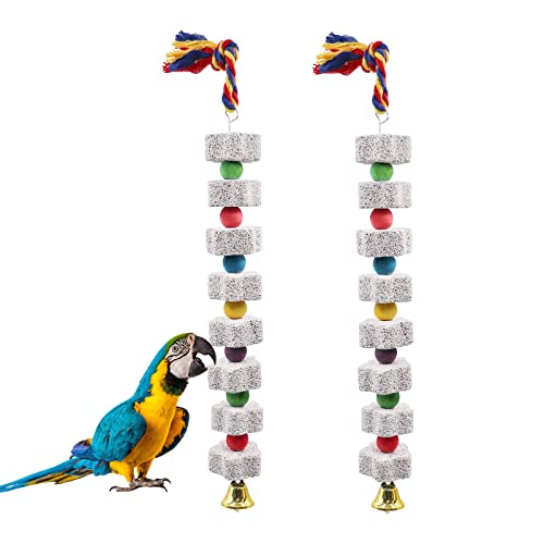 2 Stück großes Vogel-Kauspielzeug, Papageienschnabel, mahlender Kalziumstein mit Glocken, Vogelkäfigzubehör, Käfigspielzeug für Nymphensittiche, Sittiche, Papageien, Wellensittiche, Ratten, Hamster, 2 Stück großes Vogel-Kauspielzeug, Papageienschnabel, mahlender Kalziumstein mit Glocken, Vogelkäfigzubehör, Käfigspielzeug für Nymphensittiche, Sittiche, Papageien, Wellensittiche, Ratten, Hamster, von Dnoifne