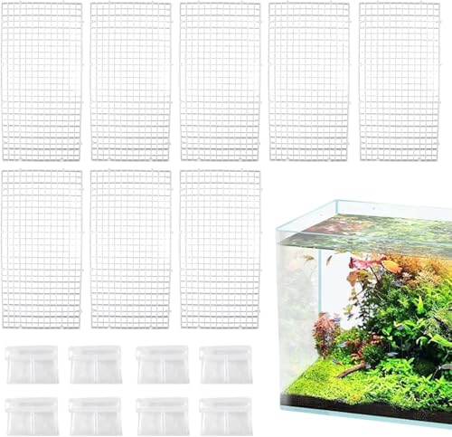 8er-Set Klare Acryl Aquarium Abdeckung mit Clips - Belüftetes Gitter Design, Sicherer Tankdeckel für Zuchtbecken, Individuell Zuschneidbar 8er-Set Klare Acryl Aquarium Abdeckung mit Clips - Belüftetes Gitter Design, Sicherer Tankdeckel für Zuchtbecken, Individuell Zuschneidbar von Dnoifne