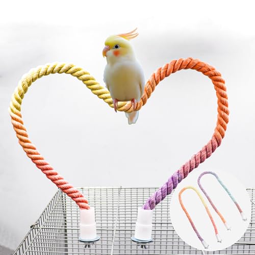 Bunte Vogel-Seil-Sitzstange, Papageien-Schaukelspielzeug, Kletterleiter-Spielzeug, Käfigzubehör für kleine und mittelgroße Vögel, Papageien, Sittiche, Wellensittiche, Nymphensittiche, Nymphensittiche, Bunte Vogel-Seil-Sitzstange, Papageien-Schaukelspielzeug, Kletterleiter-Spielzeug, Käfigzubehör für kleine und mittelgroße Vögel, Papageien, Sittiche, Wellensittiche, Nymphensittiche, Nymphensittiche, von Dnoifne