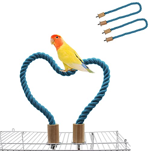 2 Stück Seilsitzstange, Schaukel, Käfigständer, Stangenzubehör, Kletterspielzeug für Papageien, Sittiche, Wellensittiche, Nymphensittiche, Lovebirds (80 cm) von Dnoifne
