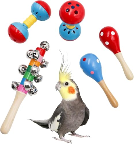 Dnoifne Bunte Vogel Glockenspiel Spielzeuge, 5er Set Lustige Glocken Spielzeuge, Vogelkäfig Zubehör, Geeignet für Hühner, Vögel, Papageien, Wellensittiche, Nymphensittiche, Lovebirds von Dnoifne