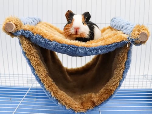 Warme Winter-Fleece-Hängematte für Ratten, Doppelschichtiges Vogelnester-Bett mit weichem Fleece, Vogelkäfig-Ständer, Versteckhöhle, Schlafzubehör für Ratten, Meerschweinchen, Hamster und Chinchillas von Dnoifne