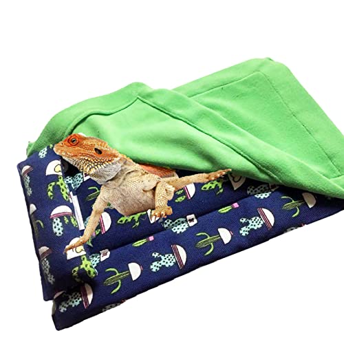 Dnoifne Reptilien-Schlafsack, Reptilien-Haustier-Schlafsack-Set mit Kissen und Decke, Versteck-Lebensraum mit weichem Warm für Bartdrache, Leopard, Gecko, Eidechse (Blau) von Dnoifne