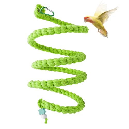 Dnoifne Spiralseil-Sitzstange, Schaukel, Käfigständer, Stangenzubehör, Kletterspielzeug für Papageien, Sittiche, Wellensittiche, Lovebirds Nymphensittiche, Grün Dnoifne Spiralseil-Sitzstange, Schaukel, Käfigständer, Stangenzubehör, Kletterspielzeug für Papageien, Sittiche, Wellensittiche, Lovebirds Nymphensittiche, Grün von Dnoifne