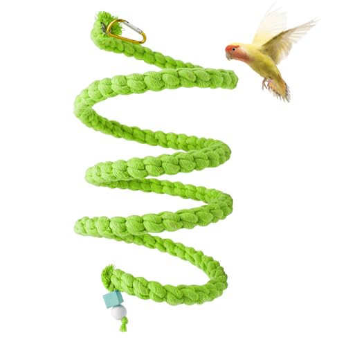 Dnoifne Vogel-Spiral-Seilsitzstange, Vogelseil-Schaukel-Sitzstange, Vogelkäfig-Ständer, Stangenzubehör, stehendes Kletterspielzeug für Papageien, Sittiche, Wellensittiche, Nymphensittiche Dnoifne Vogel-Spiral-Seilsitzstange, Vogelseil-Schaukel-Sitzstange, Vogelkäfig-Ständer, Stangenzubehör, stehendes Kletterspielzeug für Papageien, Sittiche, Wellensittiche, Nymphensittiche von Dnoifne